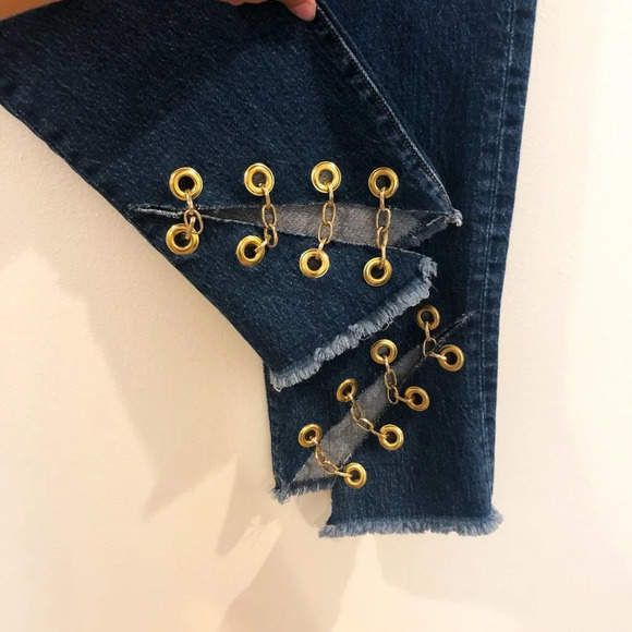 RARE Levi's Wedgie Straight Gold Chain Denim Jeans - Picture 3 of 13